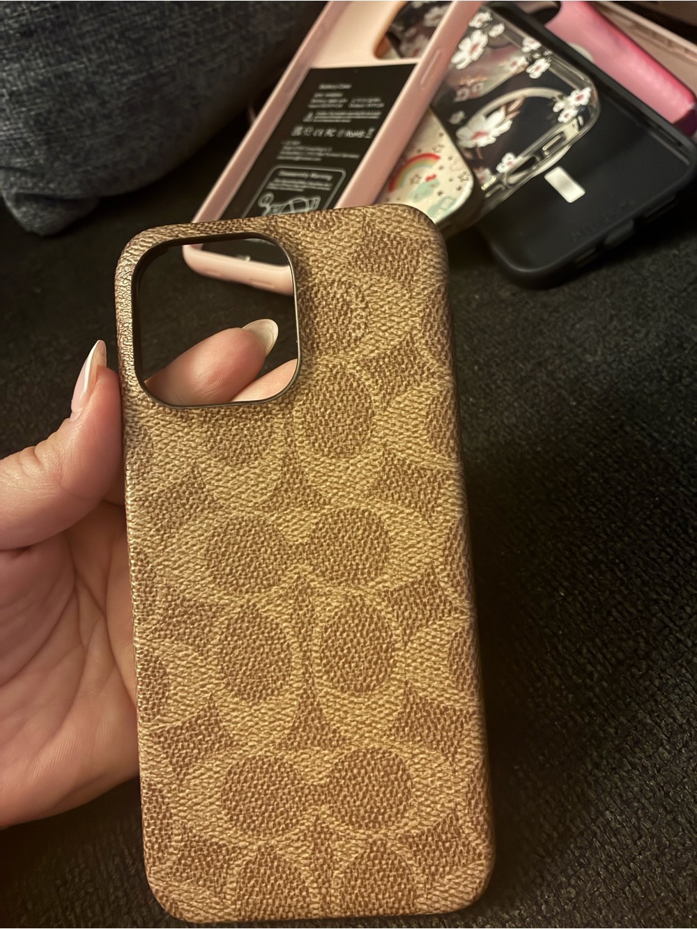 Coach Brown Signature Pattern Phone Case